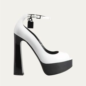 TOM FORD Lock Bicolor Peep-Toe Platform Pumps